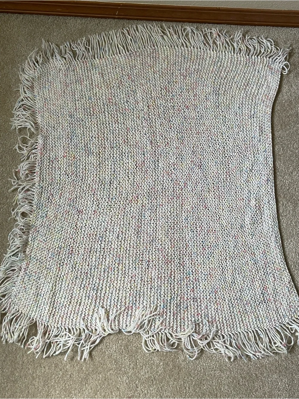 Handwoven Cream Throw Blanket with Multicolor Speckles